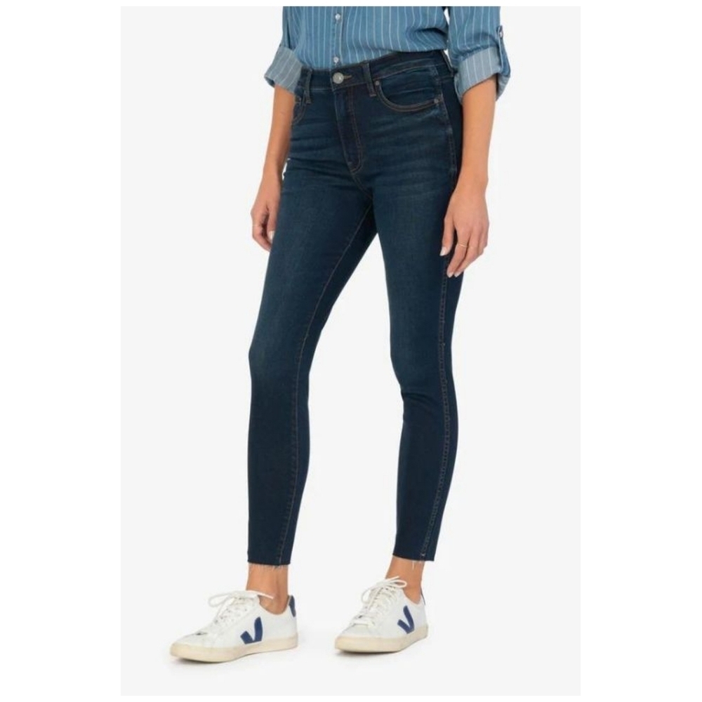 Kut from the Kloth Connie Fab Ab Ankle Skinny Raw Hem Indigo Wash Jeans - 4